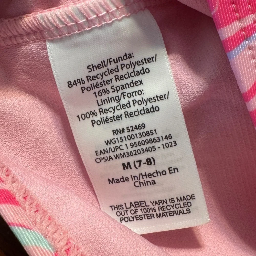 Wonder Nation Bikini Top Kids Size M 7-8 Pink Floral Puff‎ Sleeve Excellent